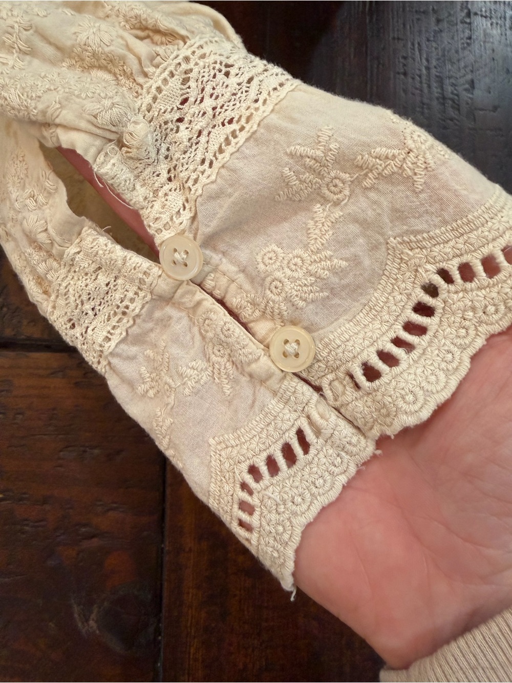 Calypso St Barth Cotton Eyelet Lace Blouse Top Cream Romantic Cottagecore L - Picture 13 of 13